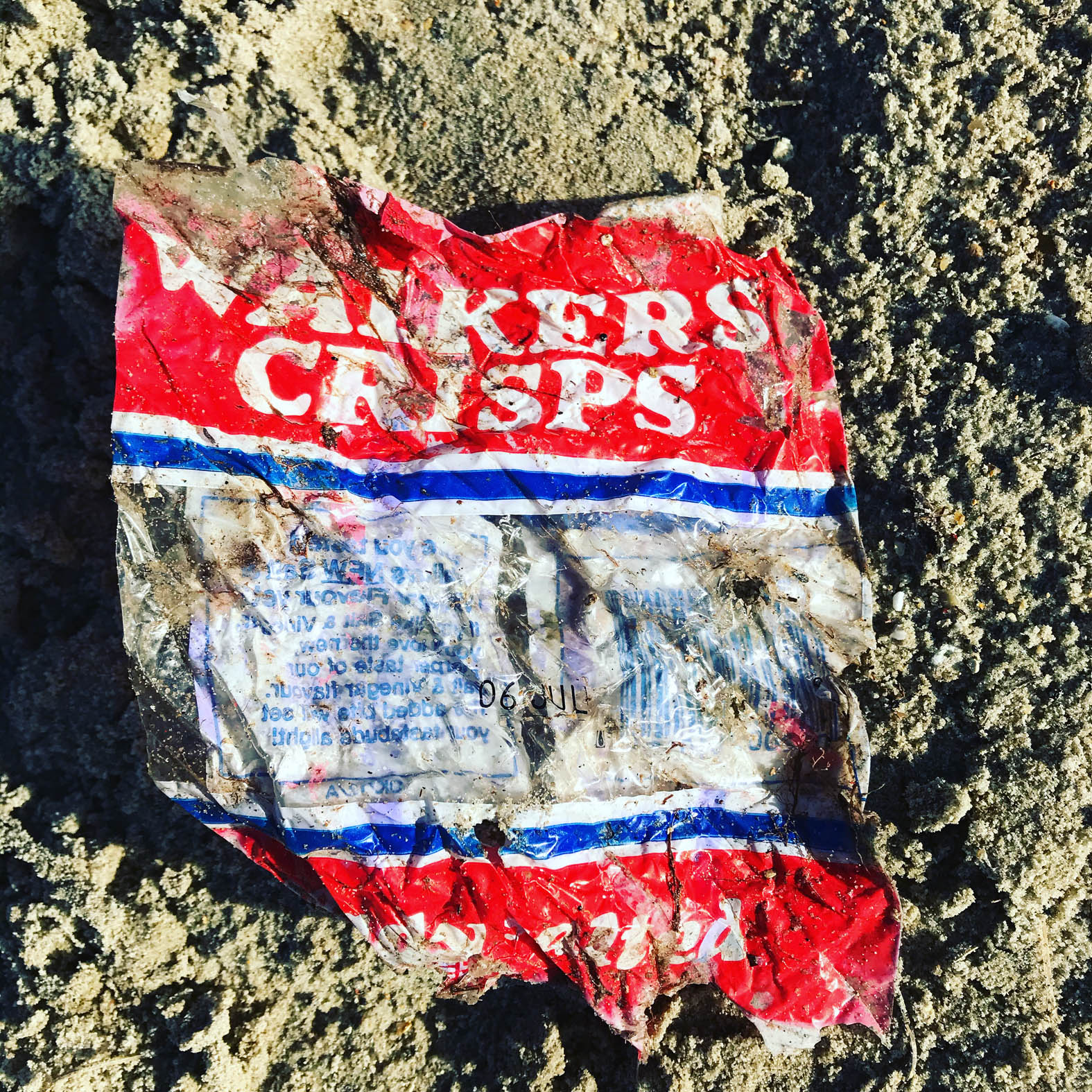 35 year old crisp packet found on a beach clean (c) Final Straw Solent