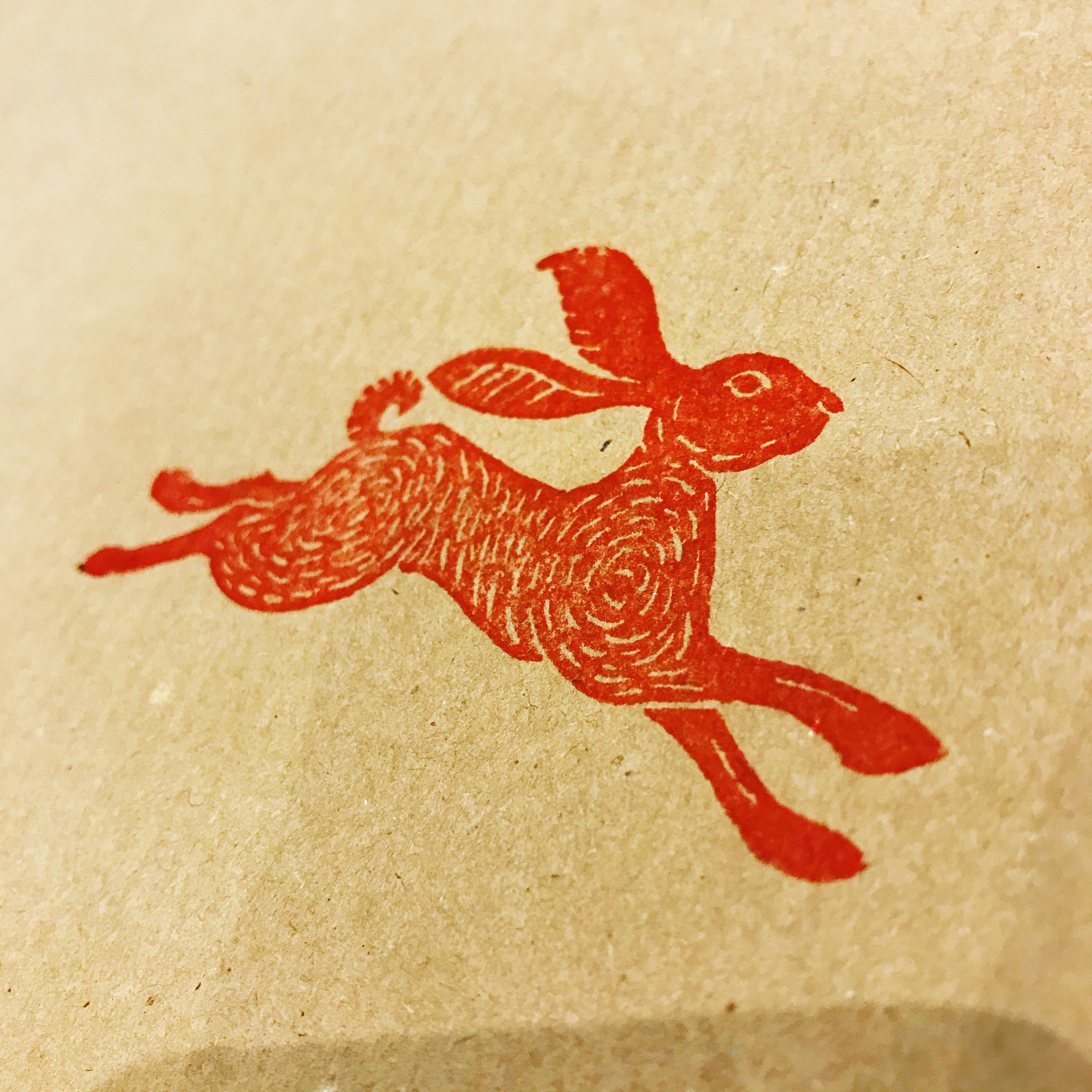 Brown paper wrapping paper hare stamp